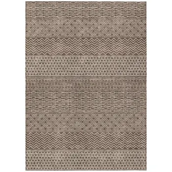 5' X 8' Brown And Ivory Chevron Washable Indoor Outdoor Area Rug