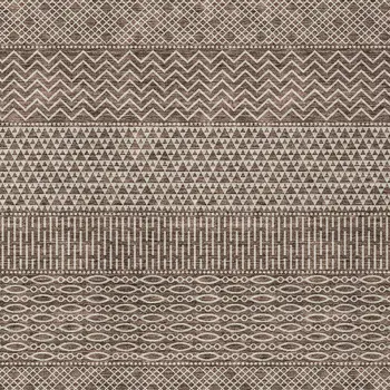 5' X 8' Brown And Ivory Chevron Washable Indoor Outdoor Area Rug