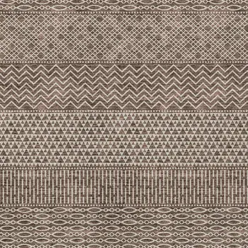 8' X 10' Brown And Ivory Chevron Washable Indoor Outdoor Area Rug