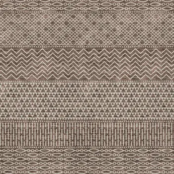 10' X 14' Brown And Ivory Chevron Washable Indoor Outdoor Area Rug