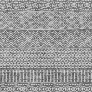 3' X 5' Gray And Silver Chevron Washable Indoor Outdoor Area Rug