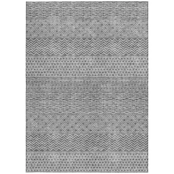 5' X 8' Gray And Silver Chevron Washable Indoor Outdoor Area Rug