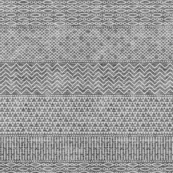 8' X 10' Gray And Silver Chevron Washable Indoor Outdoor Area Rug