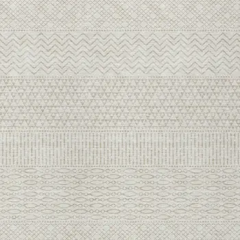 8' X 10' Ivory And Beige Chevron Washable Indoor Outdoor Area Rug