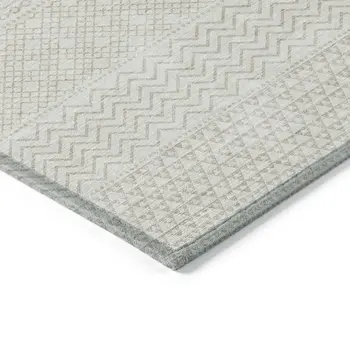 9' X 12' Ivory And Beige Chevron Washable Indoor Outdoor Area Rug