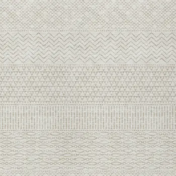 10' X 14' Ivory And Beige Chevron Washable Indoor Outdoor Area Rug