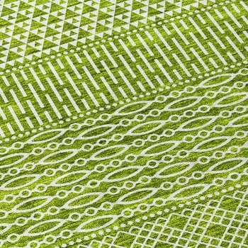 8' Lime Green And Ivory Round Chevron Washable Indoor Outdoor Area Rug