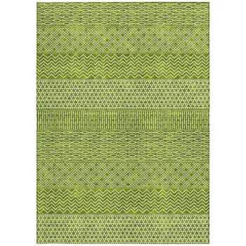 10' X 14' Lime Green And Ivory Chevron Washable Indoor Outdoor Area Rug