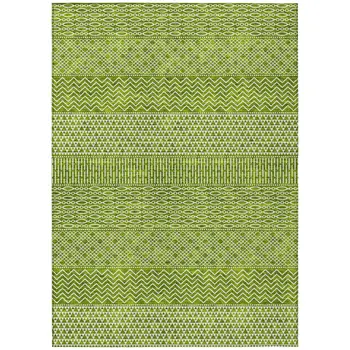 10' X 14' Lime Green And Ivory Chevron Washable Indoor Outdoor Area Rug