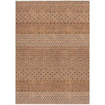 3' X 5' Orange And Ivory Chevron Washable Indoor Outdoor Area Rug