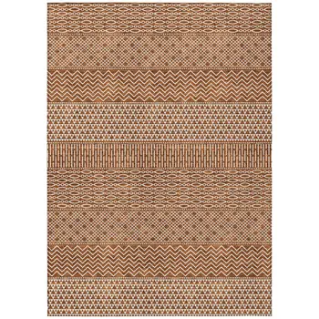 3' X 5' Orange And Ivory Chevron Washable Indoor Outdoor Area Rug