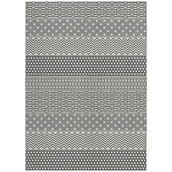 8' X 10' White And Black Chevron Washable Indoor Outdoor Area Rug