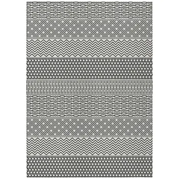 9' X 12' White And Black Chevron Washable Indoor Outdoor Area Rug
