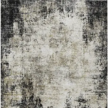 5' X 8' Black Ivory And Beige Abstract Washable Indoor Outdoor Area Rug