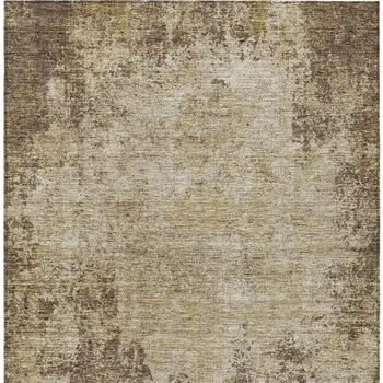 9' X 12' Brown And Beige Abstract Washable Indoor Outdoor Area Rug