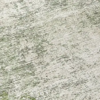 8' Green And Ivory Round Abstract Washable Indoor Outdoor Area Rug