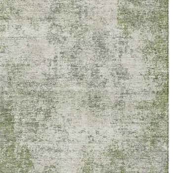 8' X 10' Green And Ivory Abstract Washable Indoor Outdoor Area Rug