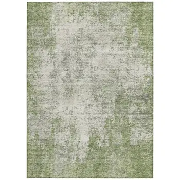 10' X 14' Green And Ivory Abstract Washable Indoor Outdoor Area Rug