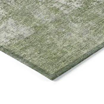10' X 14' Green And Ivory Abstract Washable Indoor Outdoor Area Rug