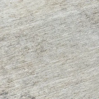 8' Gray And Ivory Round Abstract Washable Indoor Outdoor Area Rug