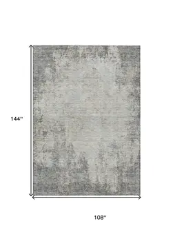 9' X 12' Gray And Ivory Abstract Washable Indoor Outdoor Area Rug