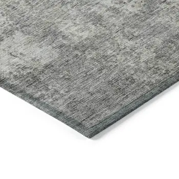9' X 12' Gray And Ivory Abstract Washable Indoor Outdoor Area Rug