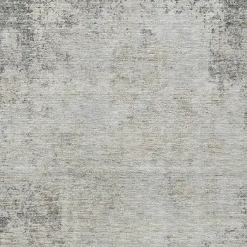 9' X 12' Gray And Ivory Abstract Washable Indoor Outdoor Area Rug