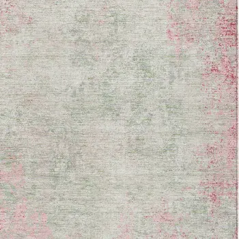 3' X 5' Pink And Ivory Abstract Washable Indoor Outdoor Area Rug