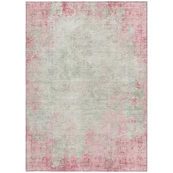 5' X 8' Pink And Ivory Abstract Washable Indoor Outdoor Area Rug