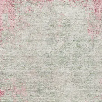 8' X 10' Pink And Ivory Abstract Washable Indoor Outdoor Area Rug