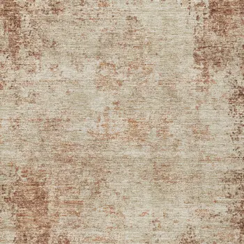 3' X 5' Orange And Beige Abstract Washable Indoor Outdoor Area Rug