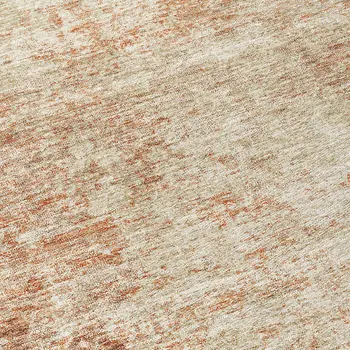 8' Orange And Beige Round Abstract Washable Indoor Outdoor Area Rug