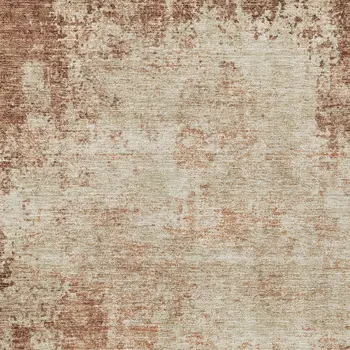 8' X 10' Orange And Beige Abstract Washable Indoor Outdoor Area Rug