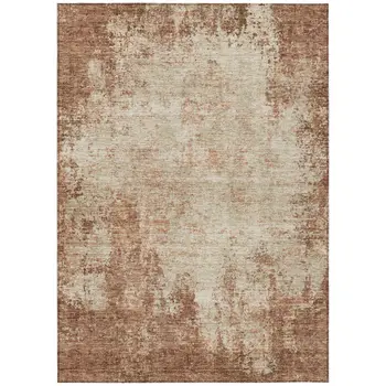 10' X 14' Orange And Beige Abstract Washable Indoor Outdoor Area Rug