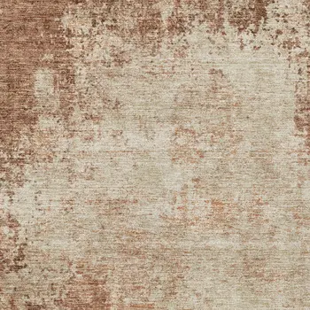 10' X 14' Orange And Beige Abstract Washable Indoor Outdoor Area Rug