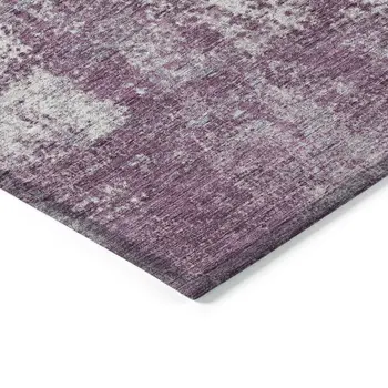 3' X 5' Plum And Ivory Abstract Washable Indoor Outdoor Area Rug