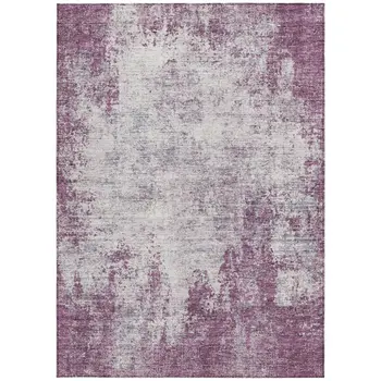 9' X 12' Plum And Ivory Abstract Washable Indoor Outdoor Area Rug