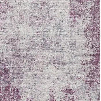 10' X 14' Plum And Ivory Abstract Washable Indoor Outdoor Area Rug