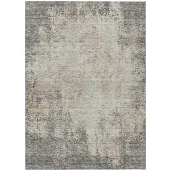 3' X 5' Taupe And Ivory Abstract Washable Indoor Outdoor Area Rug