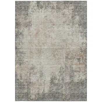 8' X 10' Taupe And Ivory Abstract Washable Indoor Outdoor Area Rug