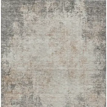 9' X 12' Taupe And Ivory Abstract Washable Indoor Outdoor Area Rug