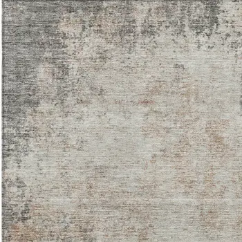 9' X 12' Taupe And Ivory Abstract Washable Indoor Outdoor Area Rug