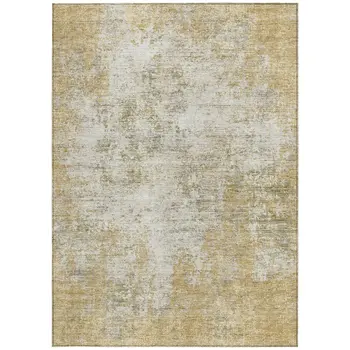 8' X 10' Wheat And Ivory Abstract Washable Indoor Outdoor Area Rug