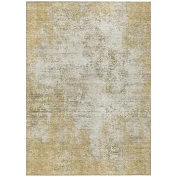 8' X 10' Wheat And Ivory Abstract Washable Indoor Outdoor Area Rug