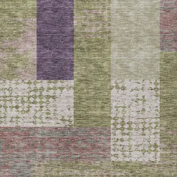 3' X 5' Green Purple And Pink Geometric Washable Indoor Outdoor Area Rug