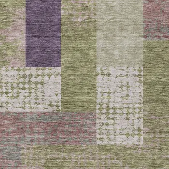 8' X 10' Green Purple And Pink Geometric Washable Indoor Outdoor Area Rug