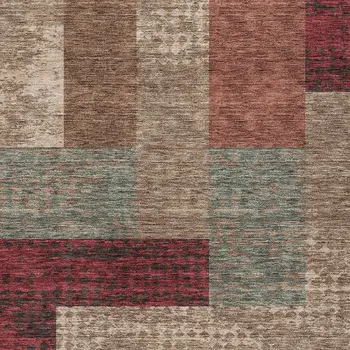 5' X 8' Brown And Terra Cotta Geometric Washable Indoor Outdoor Area Rug