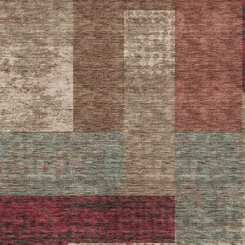 10' X 14' Brown And Terra Cotta Geometric Washable Indoor Outdoor Area Rug
