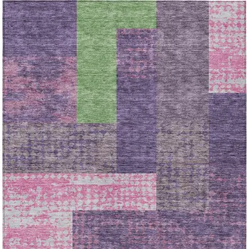 8' X 10' Purple Green And Pink Geometric Washable Indoor Outdoor Area Rug