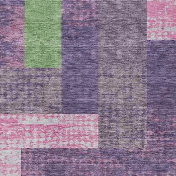 8' X 10' Purple Green And Pink Geometric Washable Indoor Outdoor Area Rug